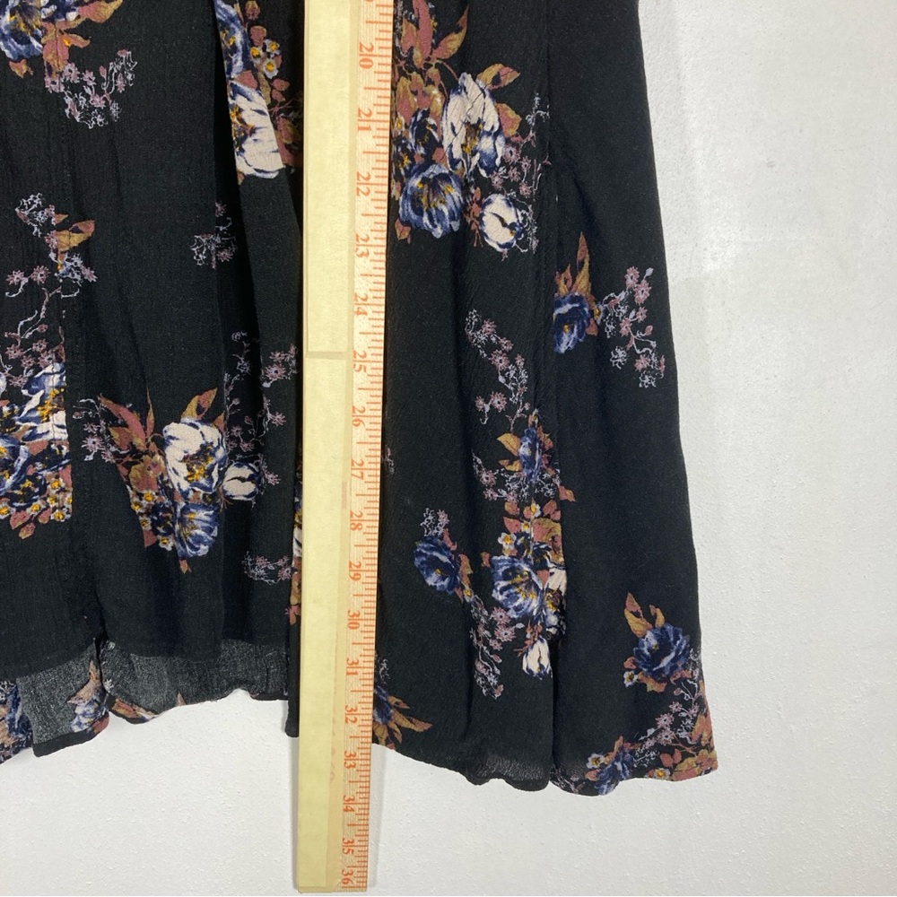Free People Mini Dress Womens M Black Sleeveles Trapeze Floral Swing Boho - Picture 12 of 14